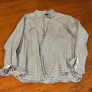 J Crew blue and white checkered men’s button down